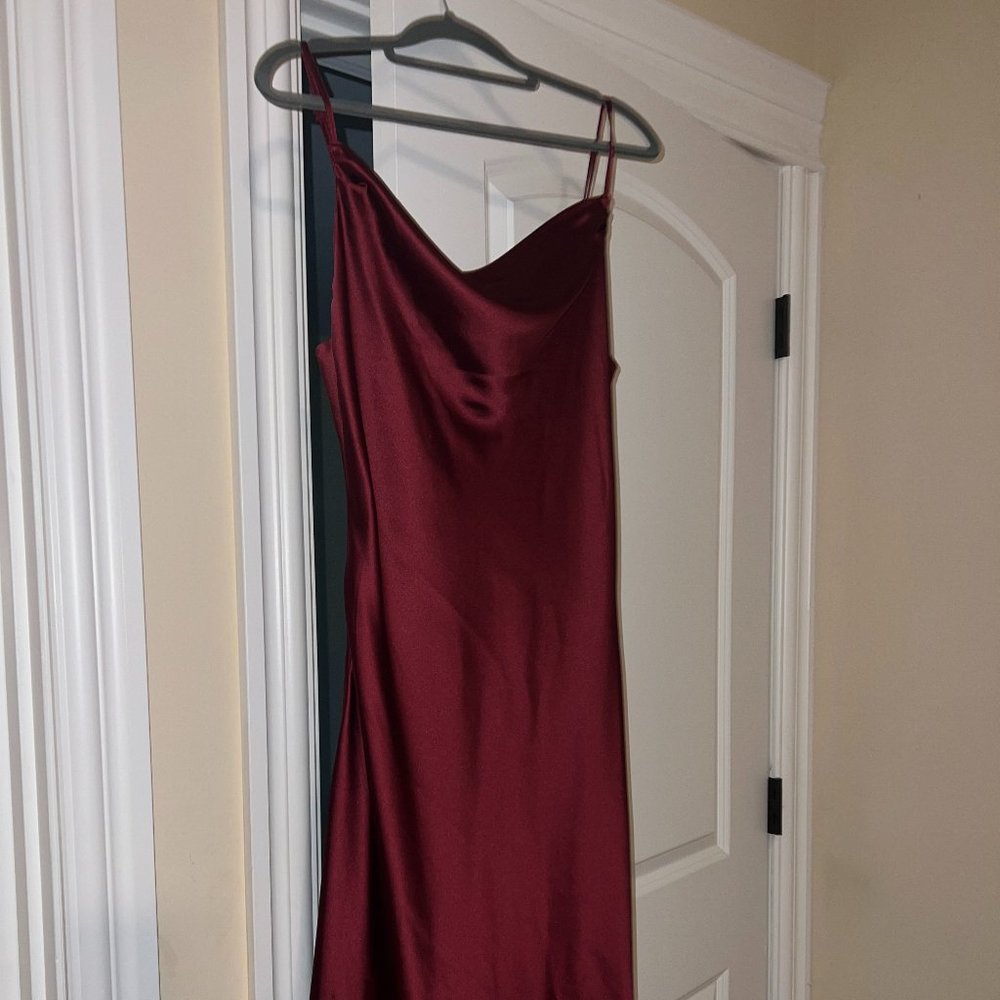 Dress Forum Los Angeles-- Cowl-Neck, Floor-Length Slip Dress in Burgundy
